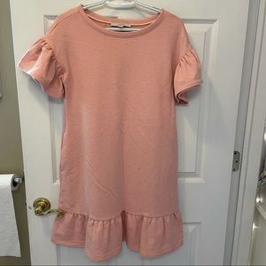 Loft pink ruffle dress with pockets